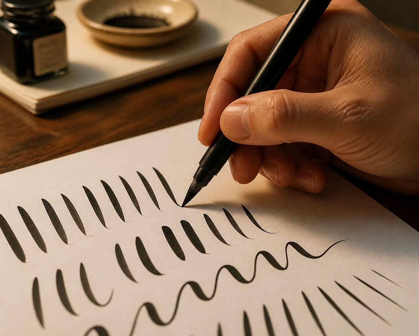 Grundstriche beim Handlettering lernen mit einem Brush Pen