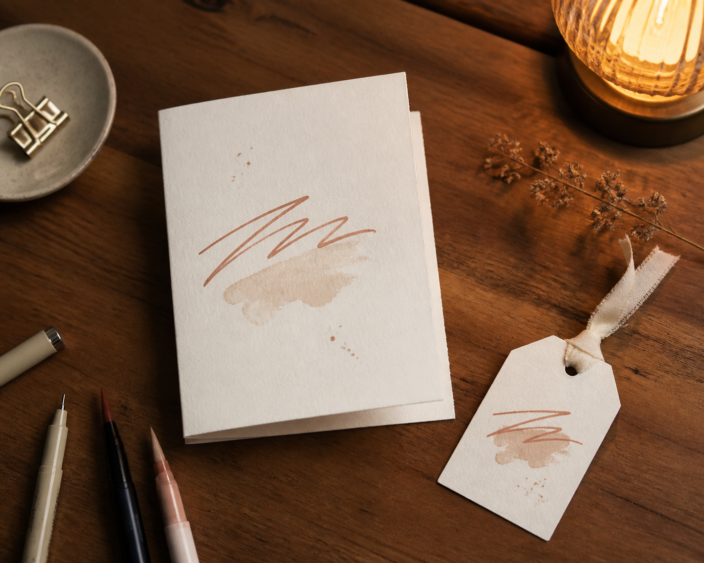Selbst gestaltete Karte mit einfachem Handlettering